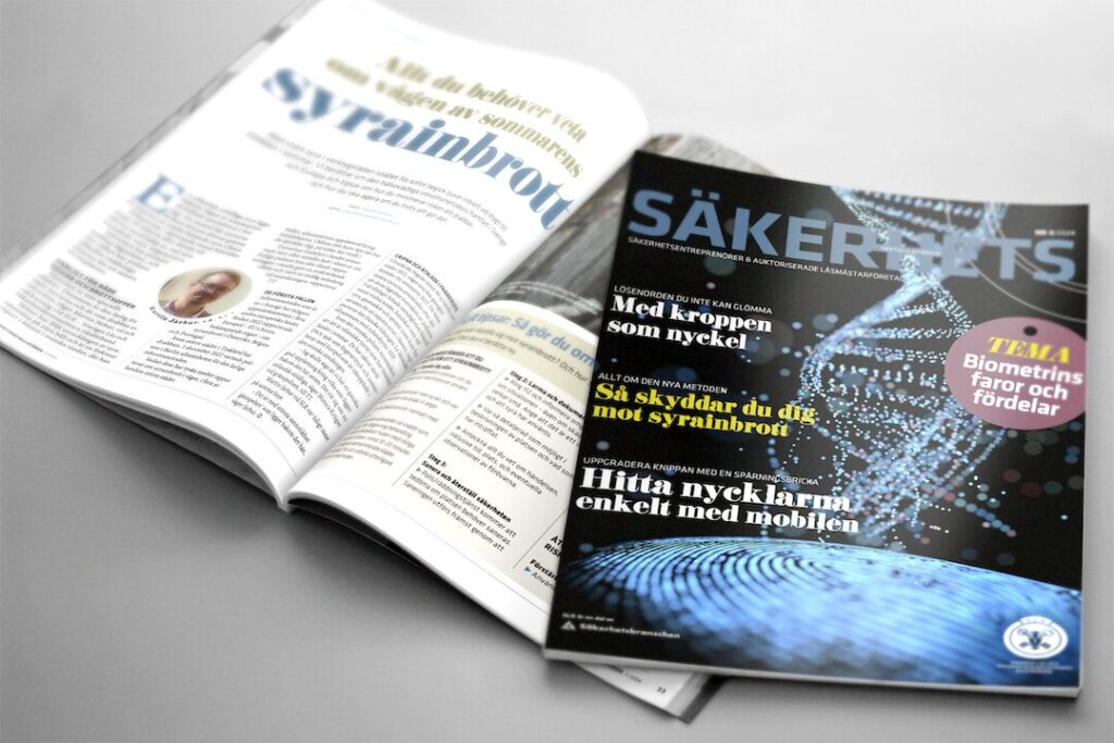 Uppslag ur tidningen Säkerhetsinstallatören #3, 2024